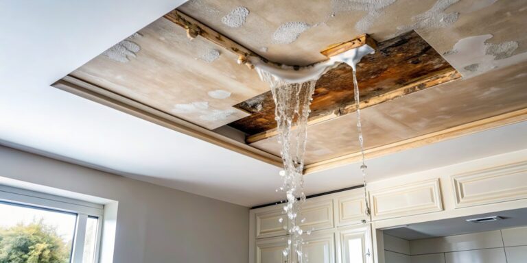Emergency water damage leaking through a ceiling in a Staten Island, NY home kitchen | Paul Davis Restoration water damage repair and restoration services