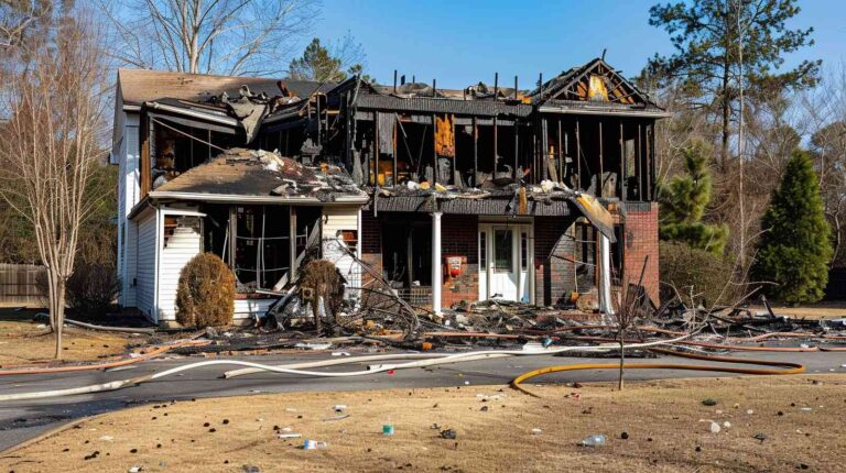 Severely fire-damaged home after a residential blaze in Staten Island, NY | Paul Davis Restoration fire damage cleanup and reconstruction services